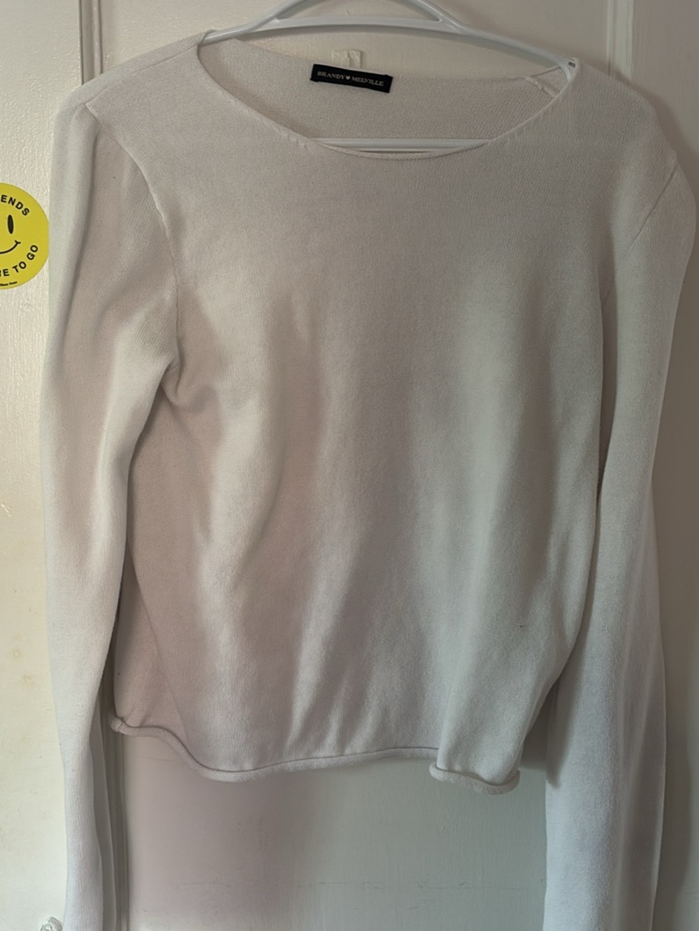 Brandy Melville Off-White Lightweight Crewneck Sweater